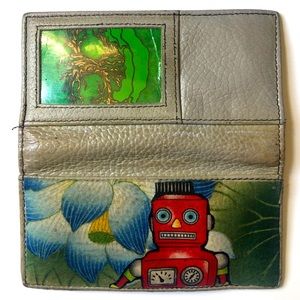 Grey robot wallet, leather